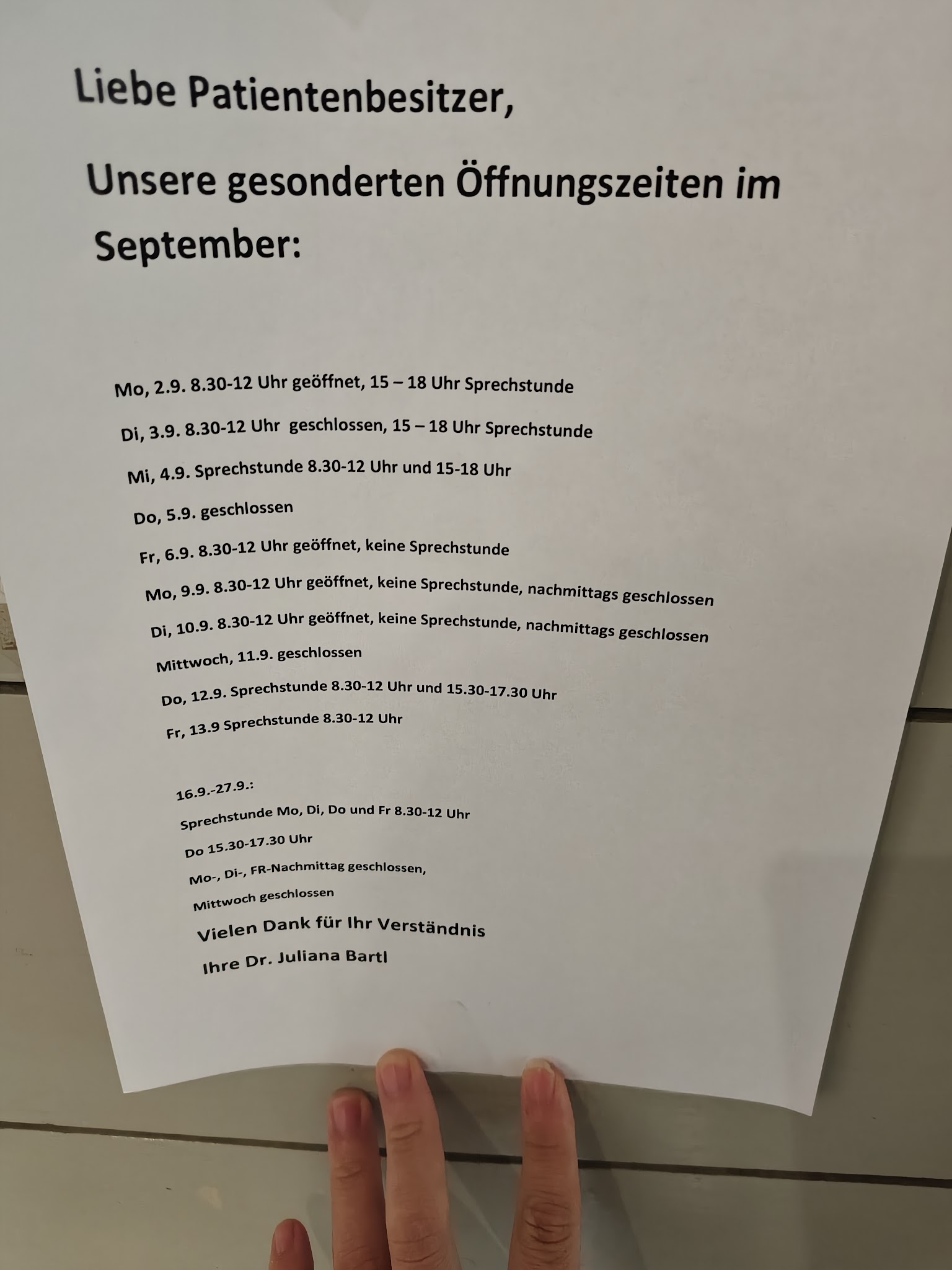 Kleintierpraxis Dr. med.vet. Juliana Bartl – Bild