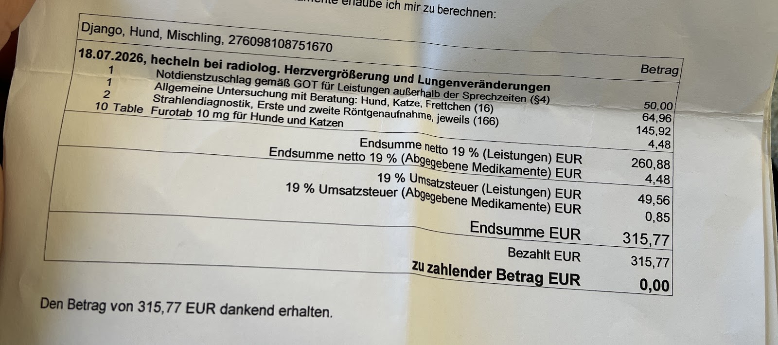 Tierarztpraxis Cimander in Köln – Foto aus einer Patientenbewertung